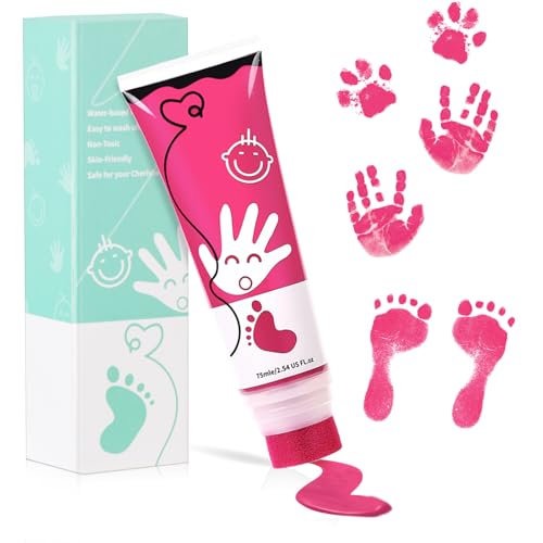 75ml Pink Baby Hand and Footprint Ink Kit Safe Non Toxic Washable Perfect for Newborn Keepsakes and Pet Paw Prints