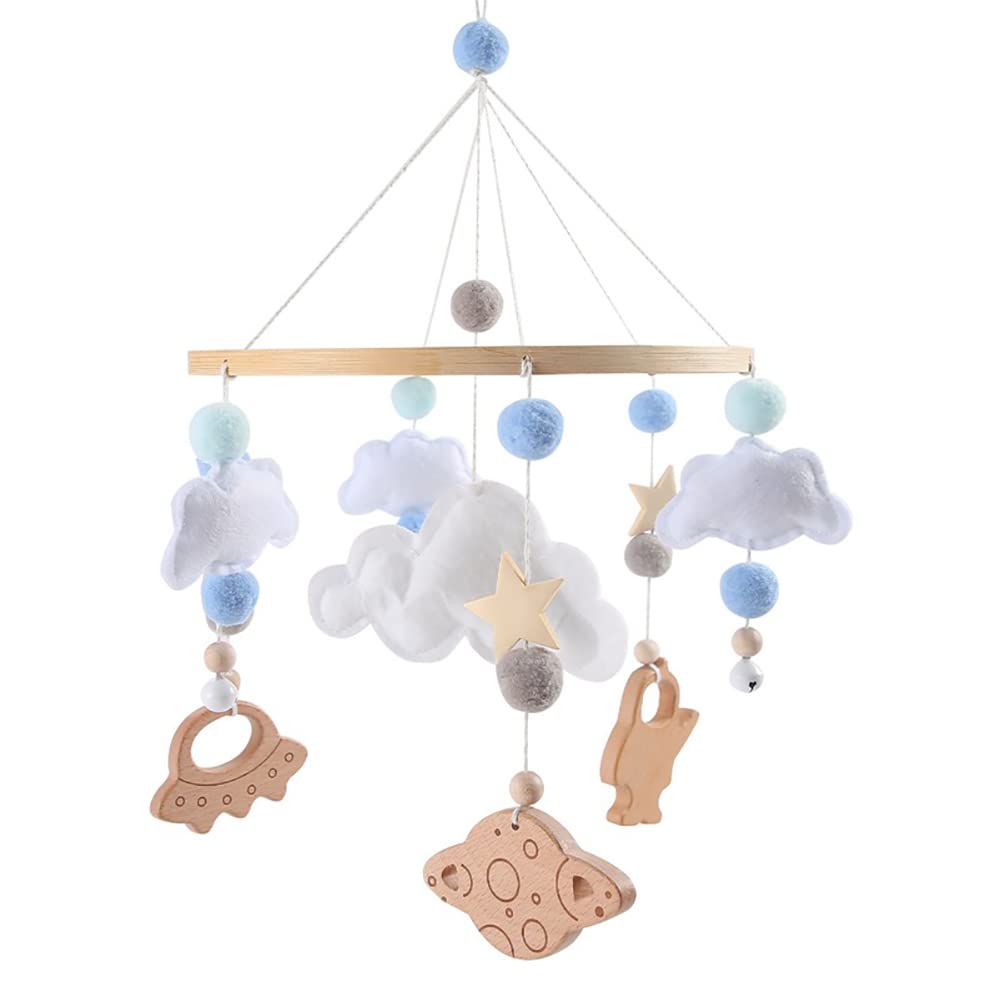 Baby Musical Crib Mobile with Rotating Wooden Pendant