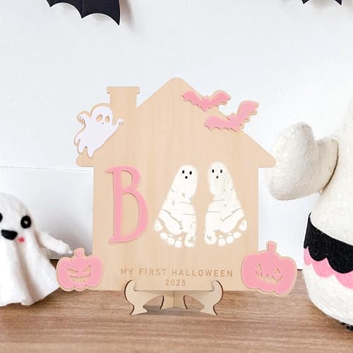 Halloween Footprint Art Sign My Little Boo Pink