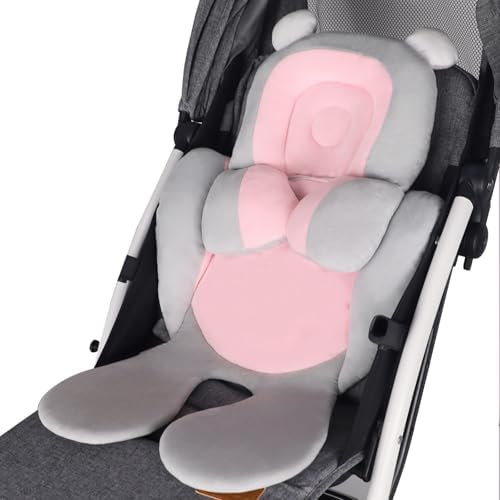 KAKIBLIN Infant Car Seat Insert Soft Head Body Support Cushion 2-in-1 Reversible for Car Seats Strollers Bouncers Pink