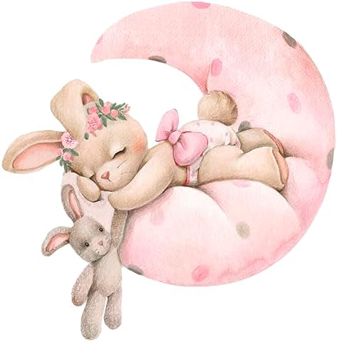 Pink Bunny Wall Decals for Baby Girl Room