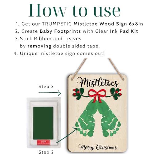 Babys First Christmas Mistletoe Footprint Hanging Sign