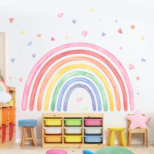 77 x 47 Rainbow Wall Decals for Kids Bedroom Playroom Classroom
