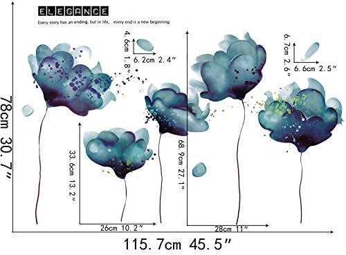 Amaonm 3D Light Blue Dream Flower Wall Sticker for Girls and Kids Rooms