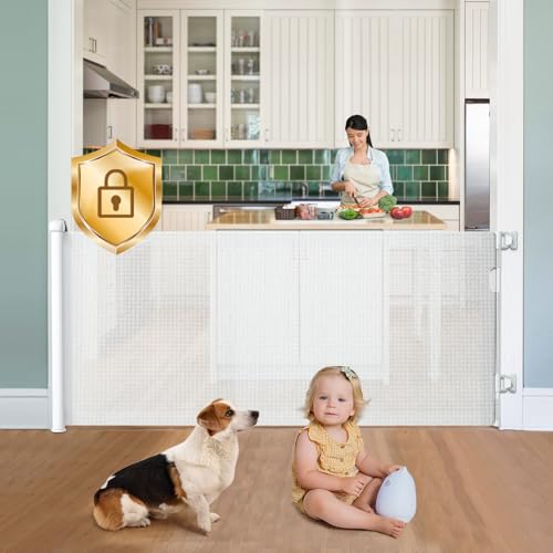 Retractable Baby Gate with Auto-Lock and Double Locking Safety