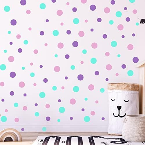 288 Piece Assorted Polka Dot Wall Decals for Bedroom and Nursery