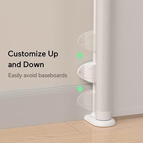 Retractable Baby Gate with Double Lock and No Bottom Rails