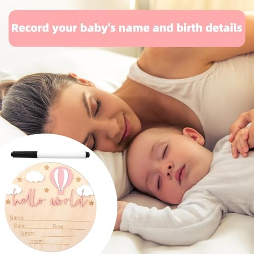 Wooden Baby Announcement Sign Hello World