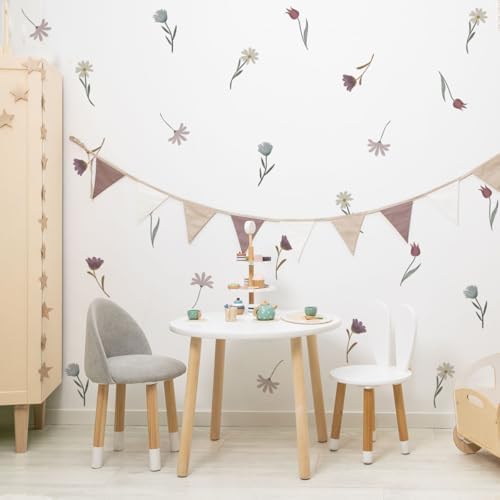 Boho Wildflower Wall Stickers for Girls Bedroom Decor