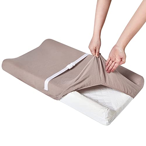 Aullar Solid Muslin Changing Table Pad Cover Khaki