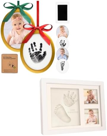 KeaBabies Personalized Baby Hand Footprint Ornament Kit