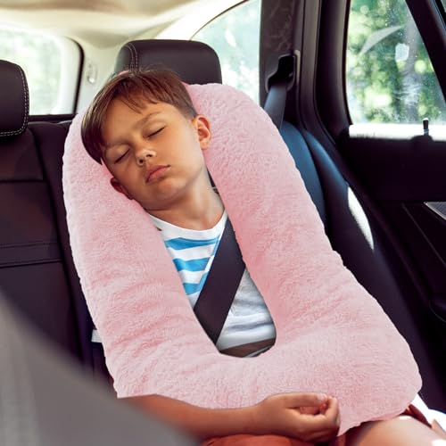 Hoteam 2 Pcs U Shaped Travel Pillow for Kids and Adults Light Pink