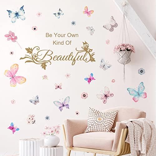 Colorful Butterflies Wall Sticker with Inspiring Quotes