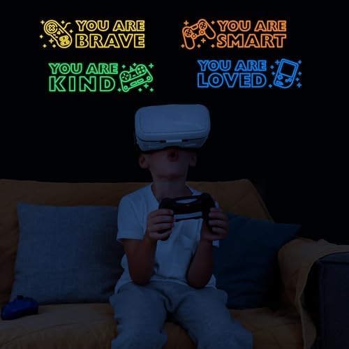 Game Wall Decals Glow in the Dark Gamer Sticker for Boys Room and Kids Bedroom