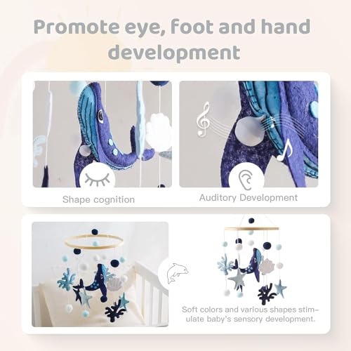 Baby Mobile Wind Chime Sea Creatures Whale Crib Decor