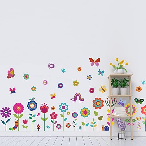 Maydahui 56 PCS Garden Flower Wall Sticker Set