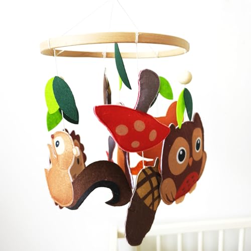 Felt Forest Animals Baby Mobile with Owl and Fox Theme