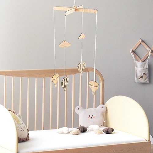 SANDOO Wooden Hot Air Balloon Crib Mobile