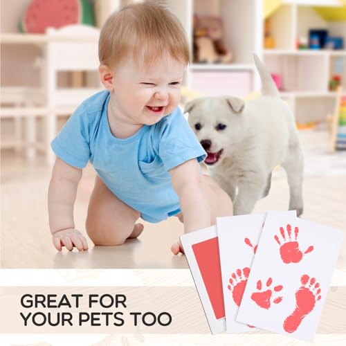 Jetec 8 Inkless Baby Footprint and Handprint Kit with Imprint Cards Pink