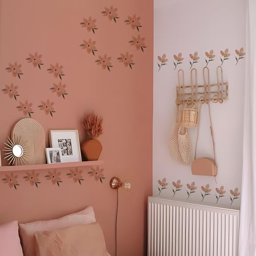 QUCHENG Boho Watercolor Wall Stickers 4 Sheets