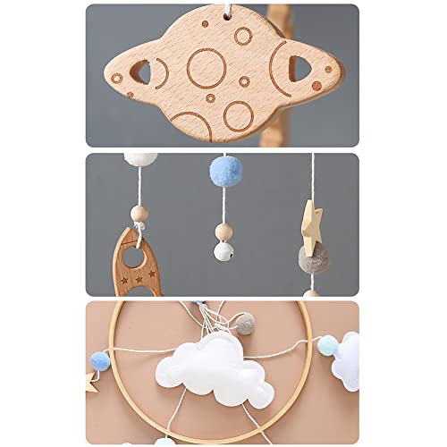 Baby Musical Crib Mobile with Rotating Wooden Pendant