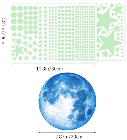 492Pcs Glow in the Dark Stars Ceiling Moon Space Wall Decals