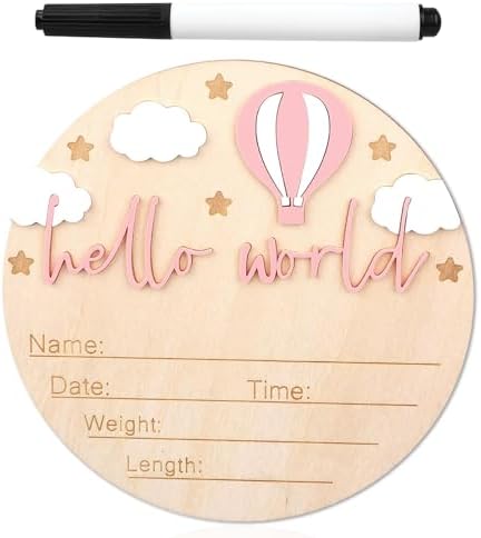 Wooden Baby Announcement Sign Hello World