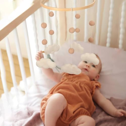 Felt Cloud Mobile for Crib - Neutral Boho Decor