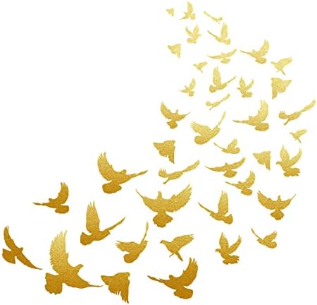 SUPERDANT 40PCS Gold Flying Birds Wall Stickers