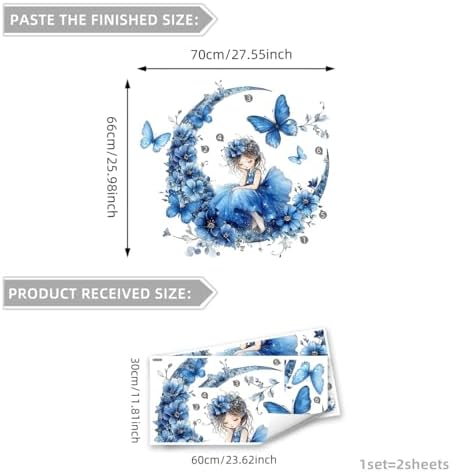 2 Sheets Blue Butterfly Wall Decals for Kids Room