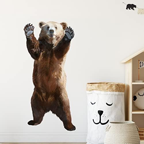 Standing Brown Bear Wall Decal for Kids Baby Room Decor