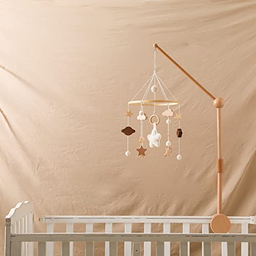 Baby Musical Crib Mobile with Rotating Wooden Stars Pendant