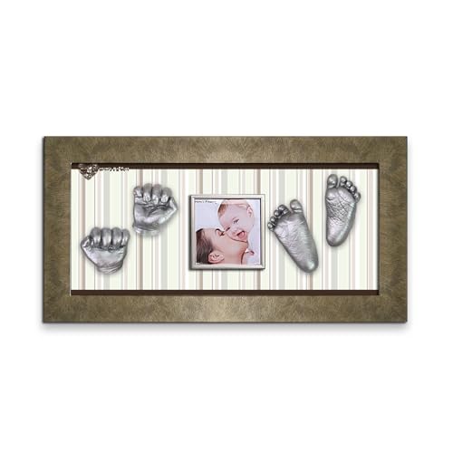 Momspresent Baby Hand Print Footprint Casting Kit with Gold Frame