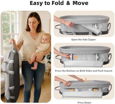 SUNVENO Portable Travel Bassinet for Newborns