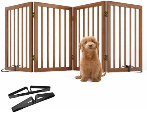 Freestanding Pet Gate Foldable Dog Gate 74 Inches Wide