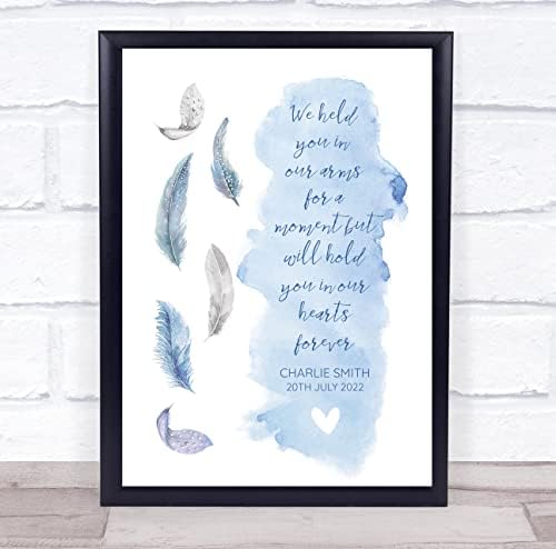 Baby Loss Miscarriage Infant Memorial Quote Blue Feathers Keepsake Print