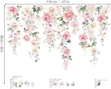 Wondever Large Pink Flowers Wall Stickers for Baby Nursery