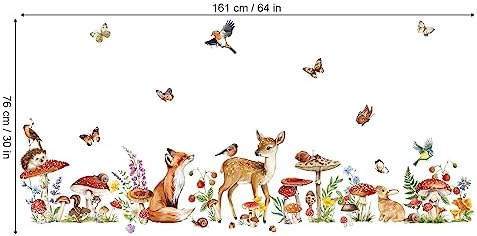 Wondever Woodland Animal Wall Stickers for Kids Bedroom Nursery Decor