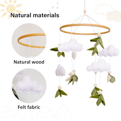 Green Leaf Crib Mobile for Baby Boys Girls