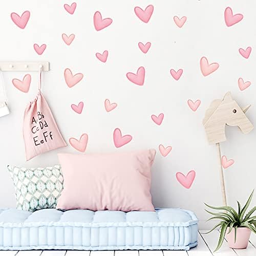 80PCS Pink Heart Wall Stickers for Room Decoration