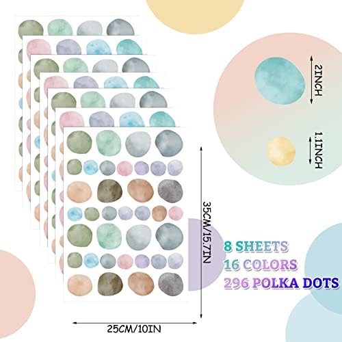 Epakh 296 Pcs Polka Dots Wall Decal Boho Rainbow Kids Room Decor