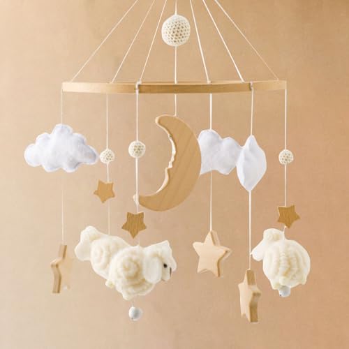 2025 Bohemian Style Baby Mobile with Clouds Moon Sheep