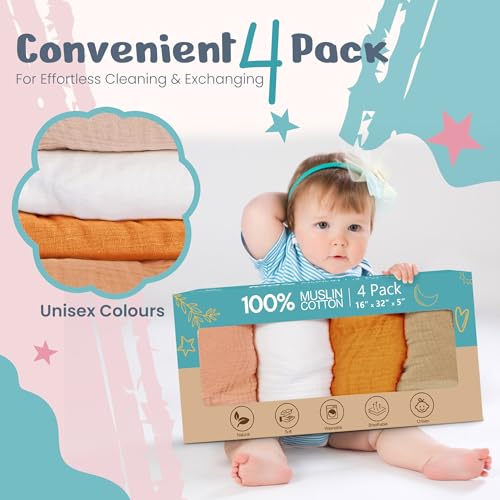 Ultra Soft Muslin Changing Pad Covers 4 Pack