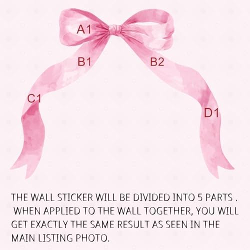 59 x 45 Inch Pink Bow Wall Sticker for Girl Room Decor
