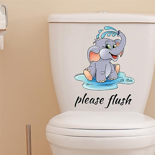 Cute Elephant Toilet Lid Wall Decal 906in x 1102in