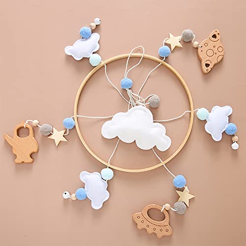 Baby Musical Crib Mobile with Rotating Wooden Pendant