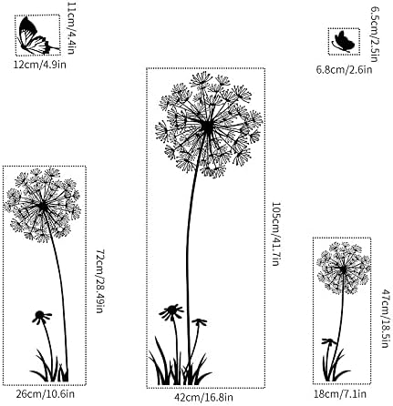 Black and White Dandelion Butterfly Wall Stickers