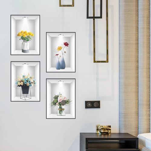 3D Vase Flower Wall Sticker Set of 4