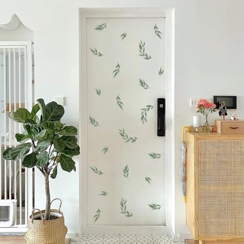 LHIUEM Green Leaves Wall Stickers 56PCS Boho Decor