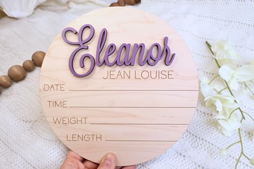 Newborn Baby Stats Sign Made of Wood